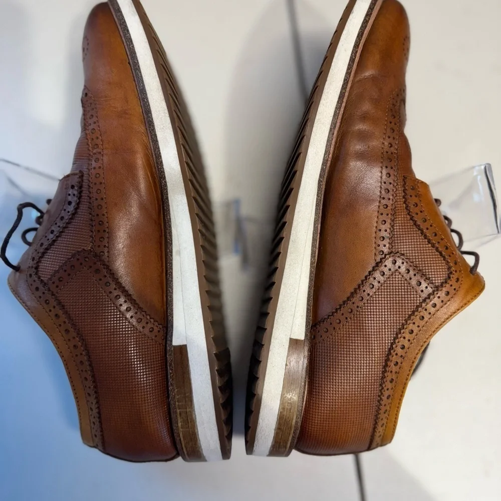 Zanzara Brown Wingtip Brogue Oxford Dress Shoes Mens 9 Leather Modern